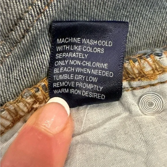 Sandpiper Dark Blue Jean Shorts with Rolled Hems and Distressed Look Size 20 EUC - Picture 7 of 7